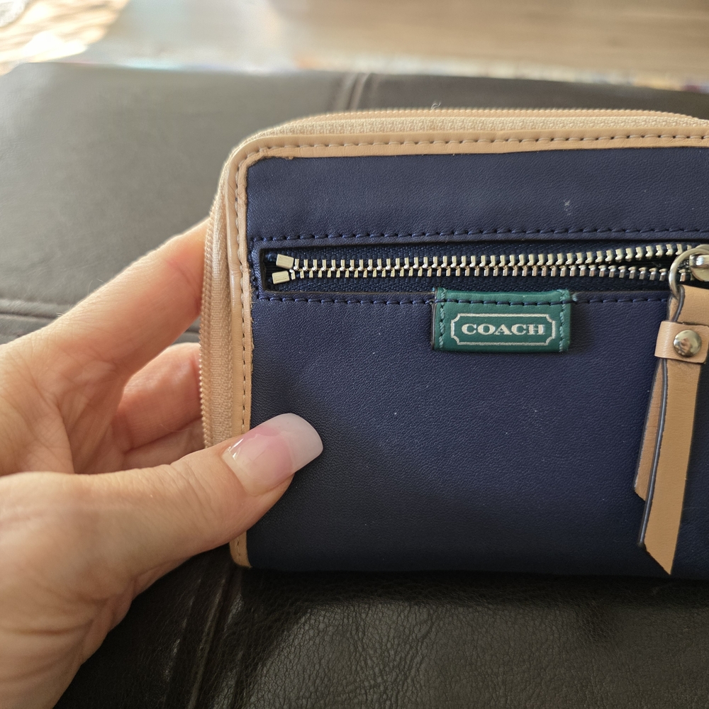 Coach Blue and Tan Wallet